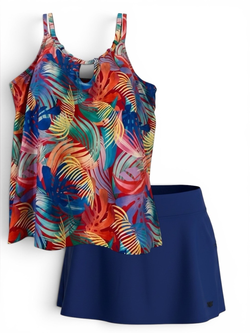 Sunsets Escape Tropical Sadie Tankini Top Sz 14 and Sporty Swim Skirt Sz XL